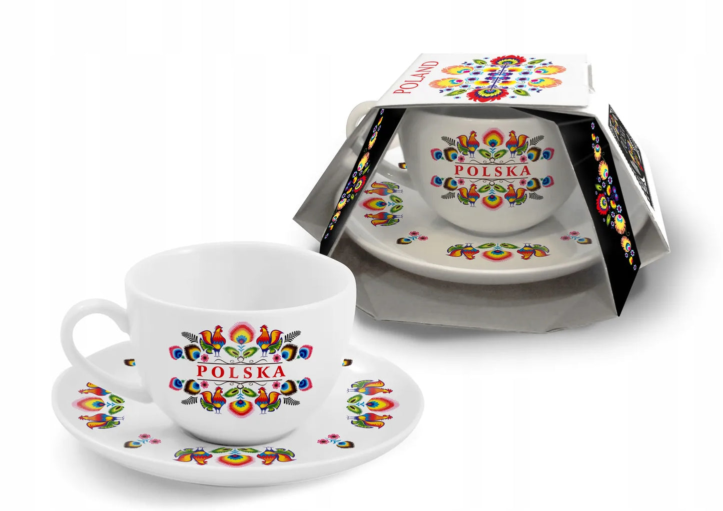 FOLK - Cup and Saucer 220ml (7.5 fl oz) Folk 2 (transparent)