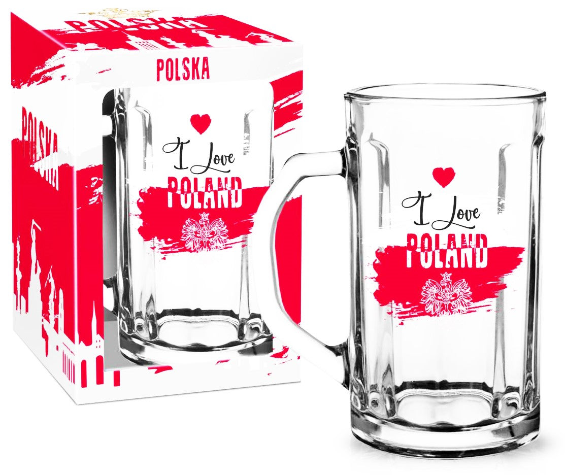 Beer Mug Nicol 500ml (17 fl oz) I love Poland