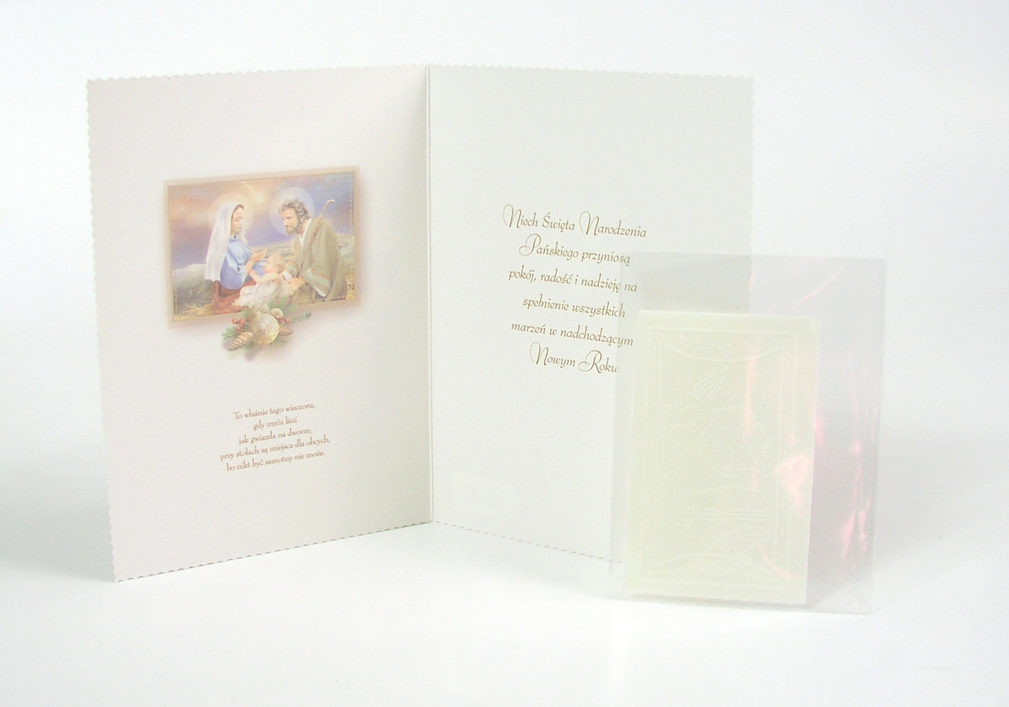 Polish Greeting Cards Christmas Religious with Christmas Wafer - B6L