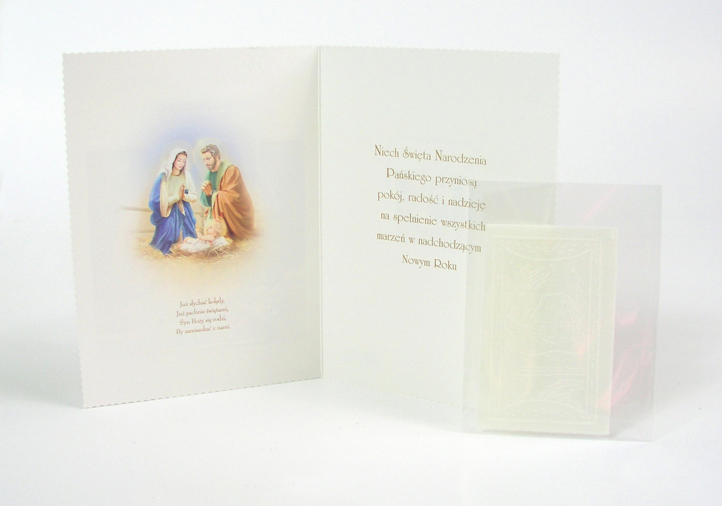 Polish Greeting Cards Christmas Religious with Christmas Wafer - B6L