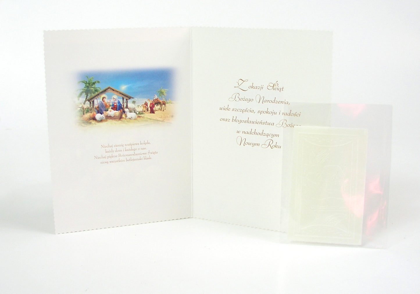 Polish Greeting Cards Christmas Religious with Christmas Wafer - B6L