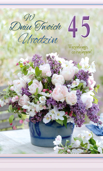 Polish Birthday Cards Flowers with Changeable Year - K2SC