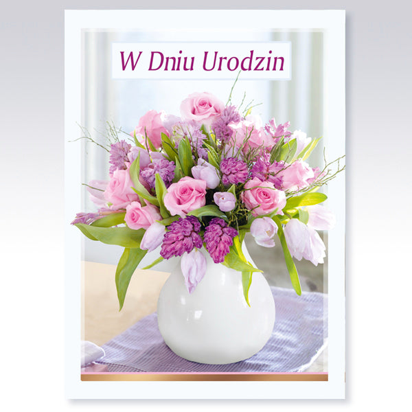 Polish Birthday Cards Flowers 3D - A5P