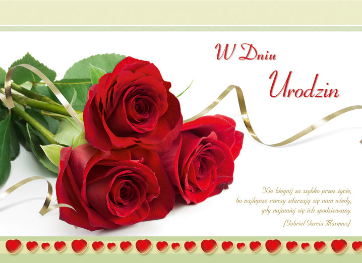 Polish Birthday Cards Flowers - A5