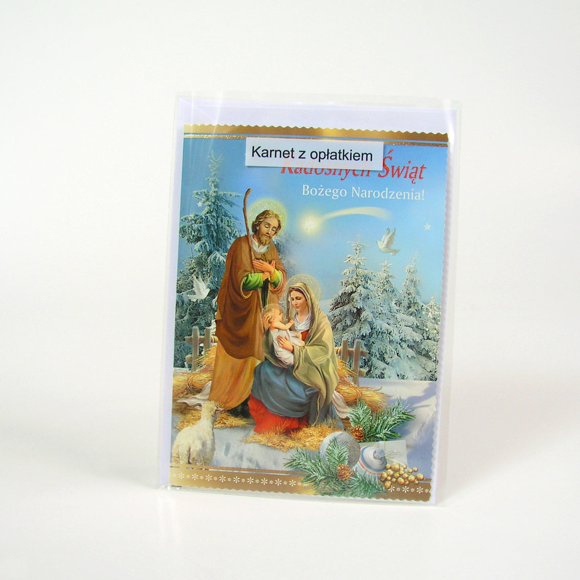 Polish Greeting Cards Christmas Religious with Christmas Wafer - B6L