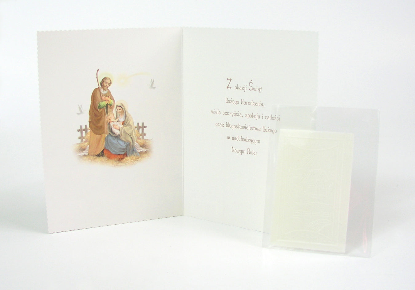 Polish Greeting Cards Christmas Religious with Christmas Wafer - B6L