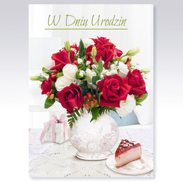 Polish Birthday Cards Flowers 3D - A5P