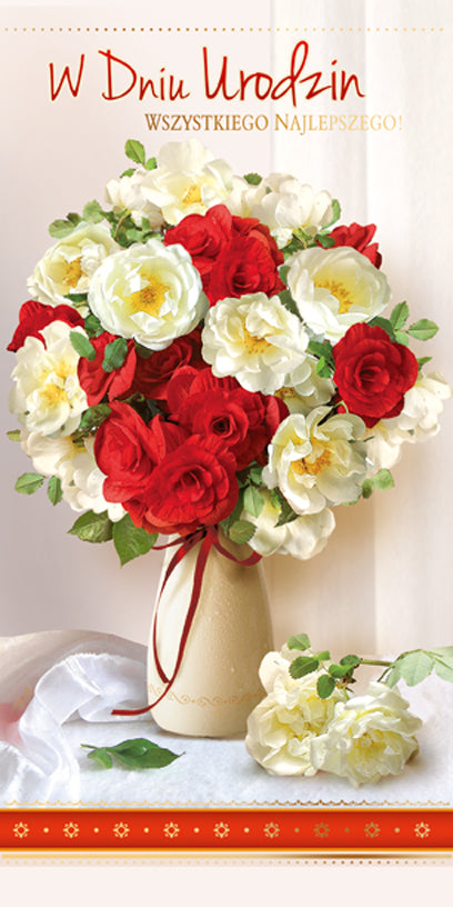 Polish Birthday Cards Flowers Set 1 - DL