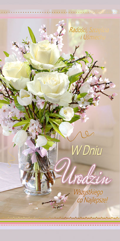 Polish Birthday Cards Flowers Set 1 - DL