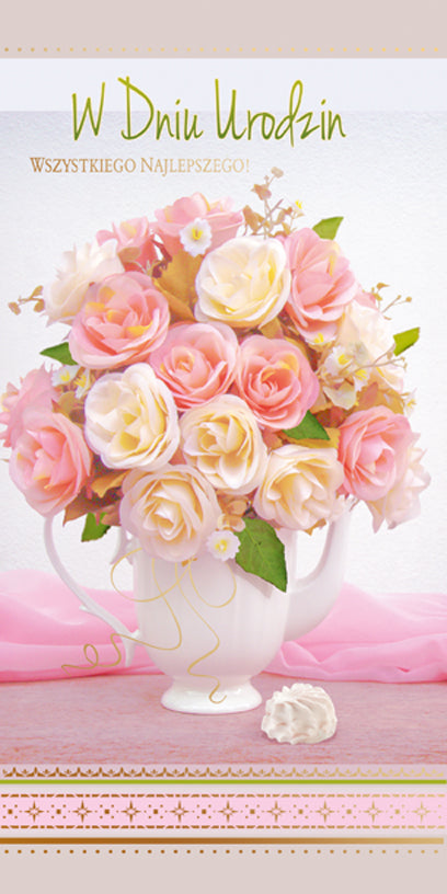 Polish Birthday Cards Flowers Set 1 - DL