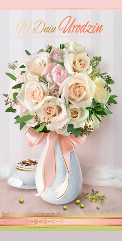Polish Birthday Cards Flowers Set 1 - DL
