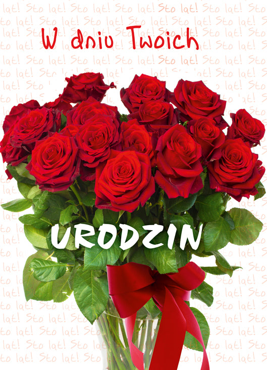 Polish Birthday Cards Flowers - A5