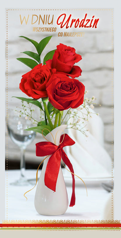 Polish Birthday Cards Flowers Set 1 - DL