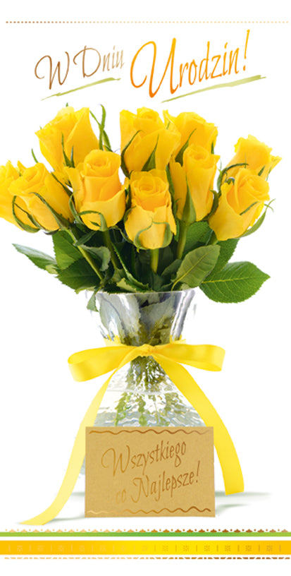Polish Birthday Cards Flowers Set 1 - DL