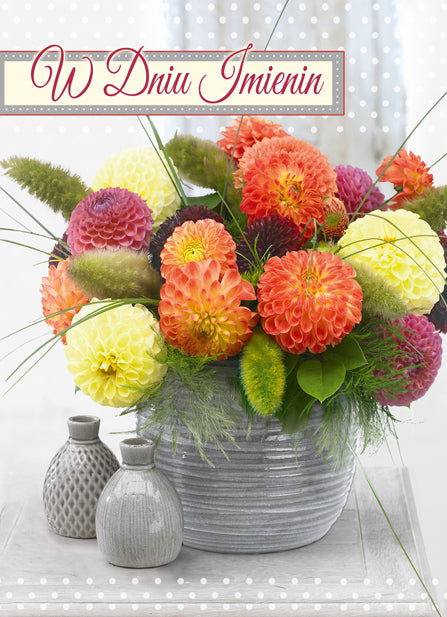Polish Name Day Cards Flowers - B6