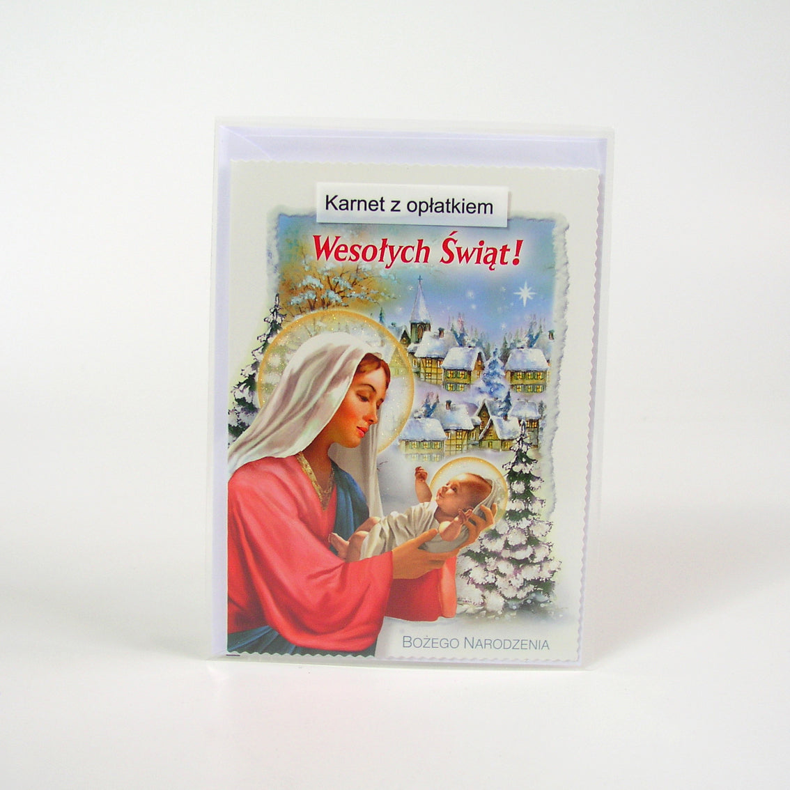 Polish Greeting Cards Christmas Religious with Christmas Wafer - B6L