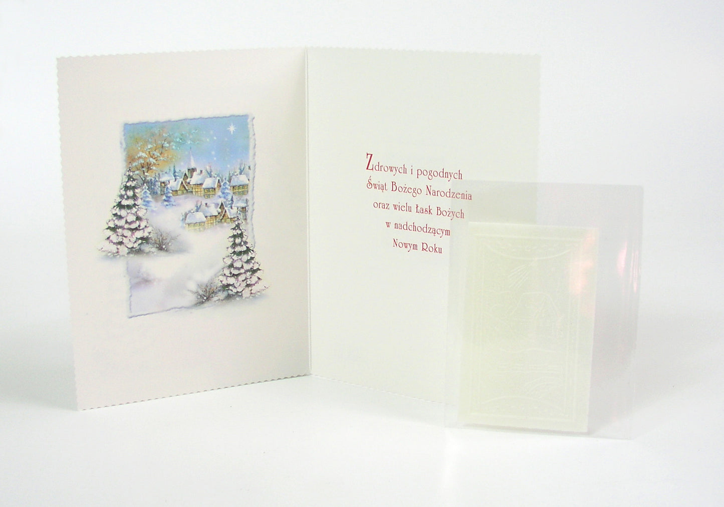 Polish Greeting Cards Christmas Religious with Christmas Wafer - B6L