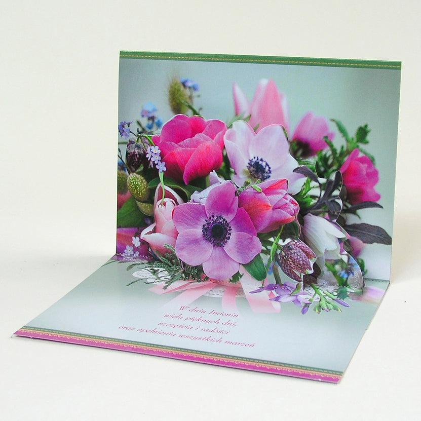 Polish Name Day Cards Flowers 3D - A5P