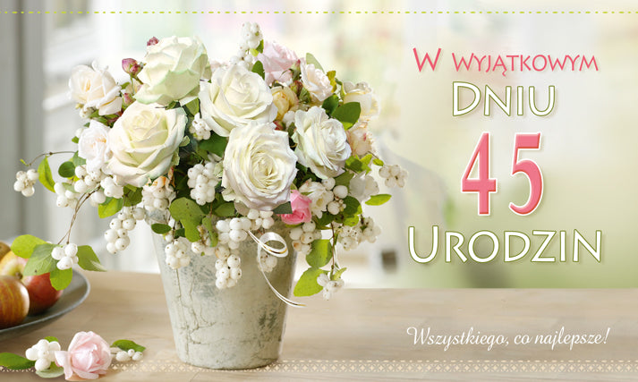 Polish Birthday Cards Flowers with Changeable Year - K2SC