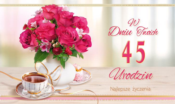 Polish Birthday Cards Flowers with Changeable Year - K2SC