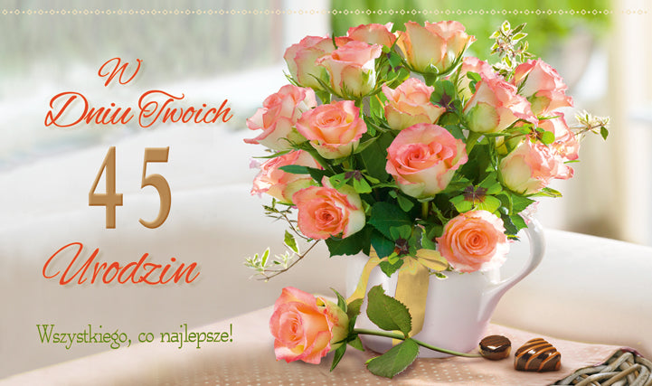 Polish Birthday Cards Flowers with Changeable Year - K2SC