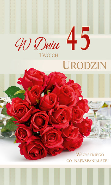 Polish Birthday Cards Flowers with Changeable Year - K2SC