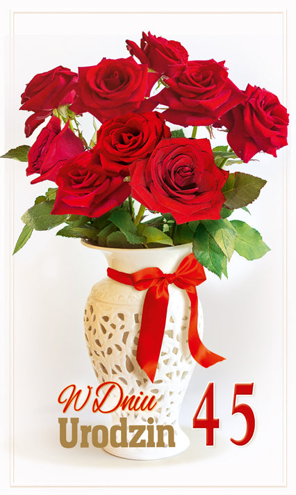 Polish Birthday Cards Flowers with Changeable Year - K2SC