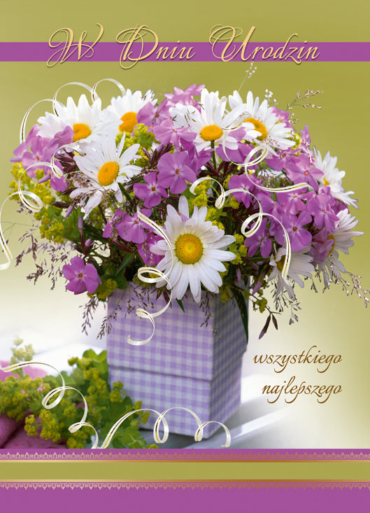 Polish Birthday Cards Flowers - A5