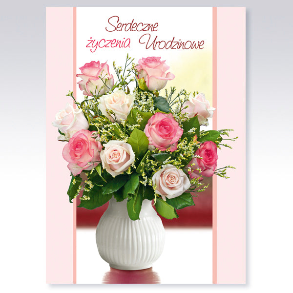 Polish Birthday Cards Flowers 3D - A5P
