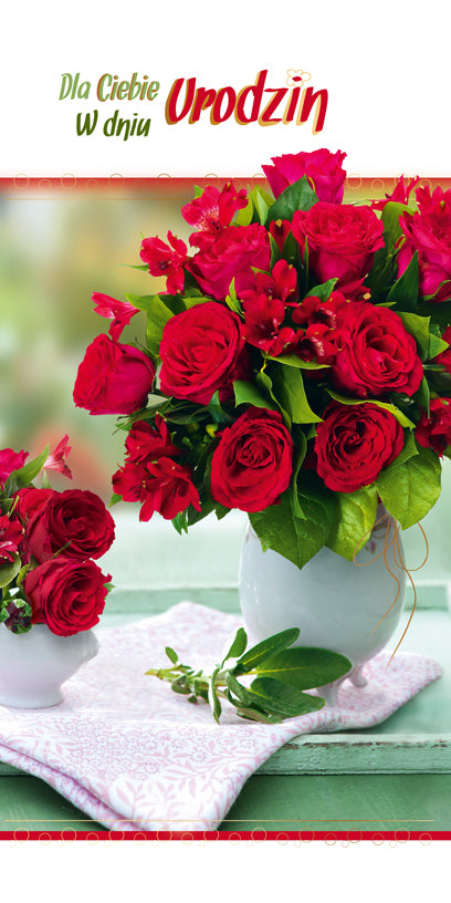 Polish Birthday Cards Flowers Set 2 - DL