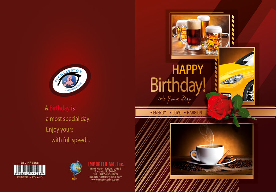 Birthday Card - Happy Birthday for Him - B6L