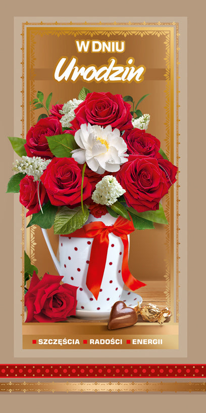 Polish Birthday Cards Flowers Set 3 - DL