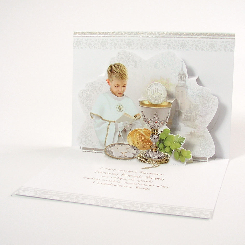 Polish Greeting Cards First Communion Boy 3D - A5P