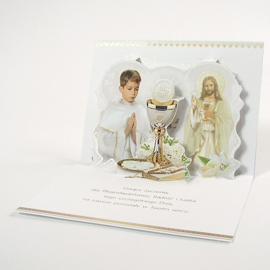 Polish Greeting Cards First Communion Boy 3D - A5P