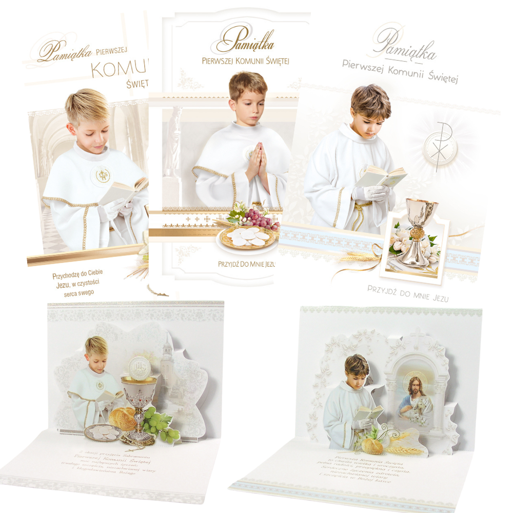 Polish Greeting Cards First Communion Boy 3D - A5P