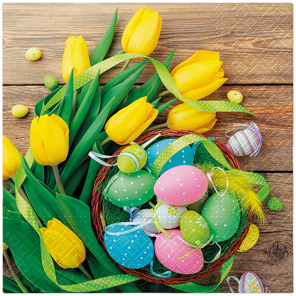 Easter Flowers Eggs Paper Napkins