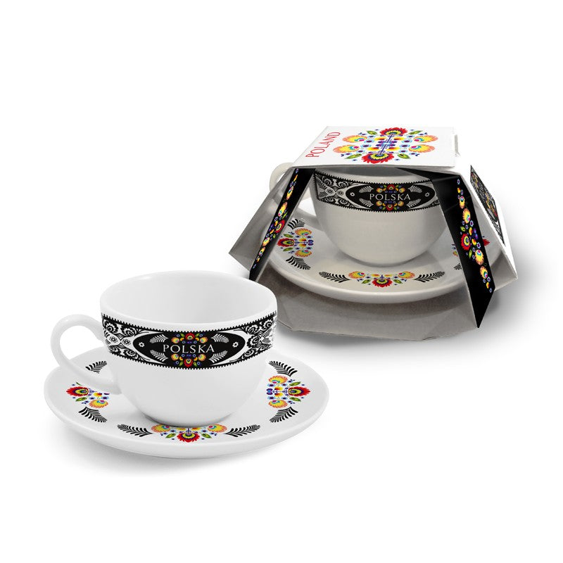 FOLK - Cup and Saucer 220ml (7.5 fl oz) Folk 1 (black)