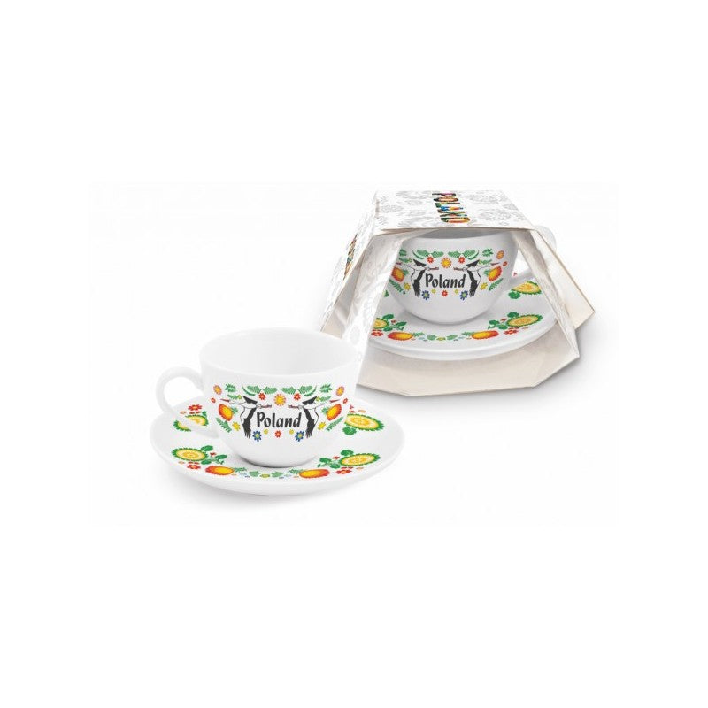 FOLK - Cup and Saucer 220ml (7.5 fl oz) Stork