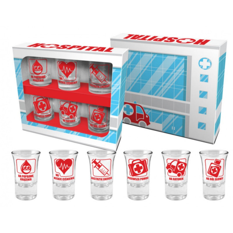 SHOT GLASSES - Set of 4 Shot Glasses 35ml (1 fl oz) Hospital