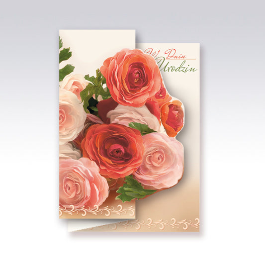 Polish Birthday Cards Flowers - B6W