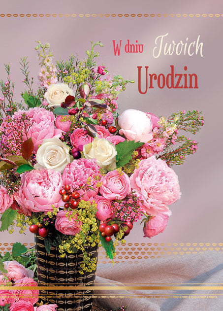 Polish Birthday Cards Flowers Set 1 - B6