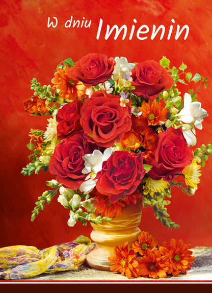Polish Name Day Cards Flowers - B6