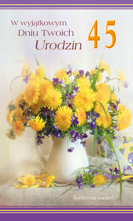 Polish Birthday Cards Flowers with Changeable Year - K2SC