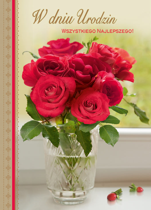 Polish Birthday Cards Flowers - A5