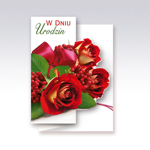 Polish Birthday Cards Flowers - B6W