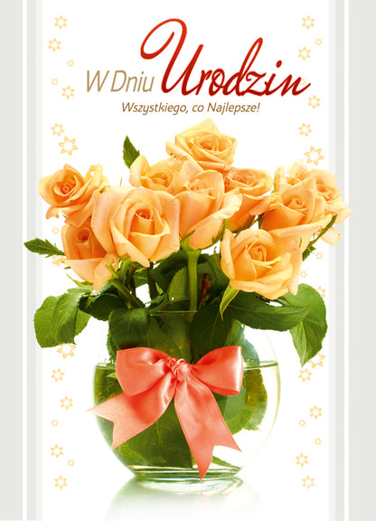 Polish Birthday Cards Flowers - A5