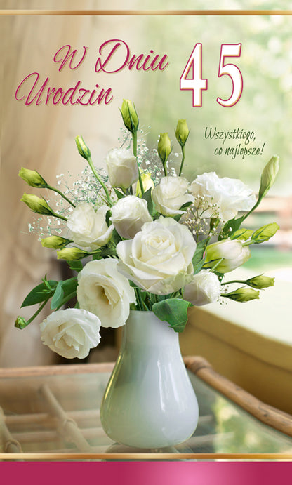 Polish Birthday Cards Flowers with Changeable Year - K2SC