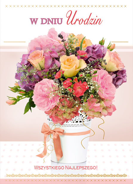 Polish Birthday Cards Flowers Set 2 - B6