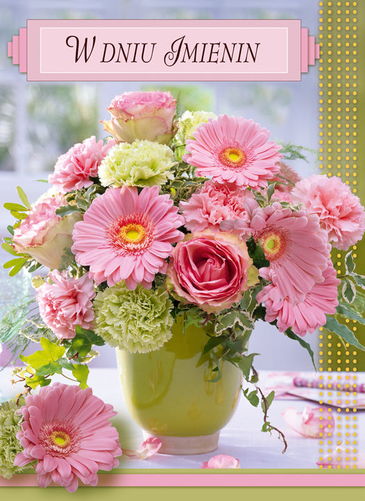 Polish Name Day Cards Flowers 3D - A5P