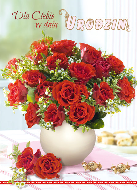 Polish Birthday Cards Flowers Set 2 - B6